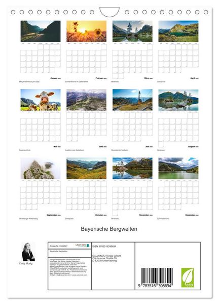 Produktbild: Bayerische Bergwelten (Wandkalender 2026 DIN A4 hoch), CALVENDO Monatskalender
