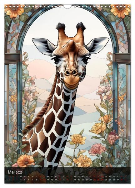 Produktbild: Wildtiere und Glaskunst im Tiffany Stil (Wandkalender 2026 DIN A3 hoch), CALVENDO Monatskalender