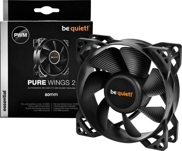 BeQuiet Pure Wings 2 80mm PC-Gehäuse-Lüfter Schwarz (B x H x T) 80 x 80 x 25 mm