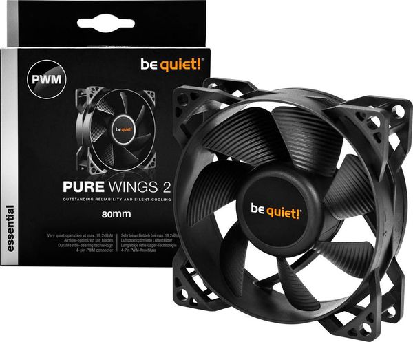 BeQuiet Pure Wings 2 80mm PC-Gehäuse-Lüfter Schwarz (B x H x T) 80 x 80 x 25mm