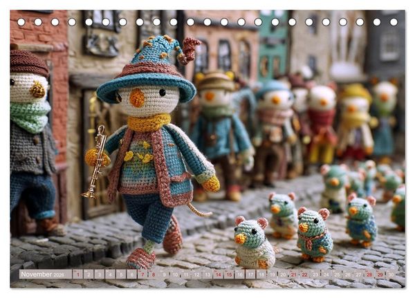 Produktbild: Amigurumi M&auml;rchenstunde nach den Gebr&uuml;dern Grimm (Tischkalender 2026 DIN A5 quer), CALVENDO Monatskalender