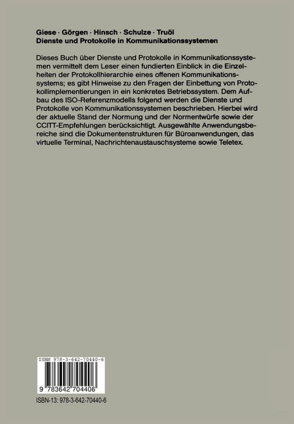 Produktbild: Dienste und Protokolle in Kommunikationssystemen