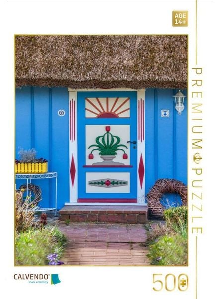 CALVENDO Puzzle Tür mit Tulpenstrauß in Zingst an der Ostsee | 500 Teile Lege-Größe 48 × 36 cm Foto-Puzzle für Erwachsene