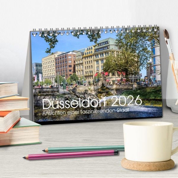 Produktbild: D&uuml;sseldorf - Ansichten einer faszinierenden Stadt (Tischkalender 2026 DIN A5 quer), CALVENDO Monatskalender