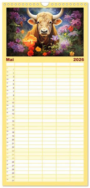 Produktbild: Familienplaner 2026 - Sternzeichen-Kalender - Galaktische Portr&auml;ts mit Datum mit 5 Spalten (Wandkalender, 21 x 45 cm) CALVENDO