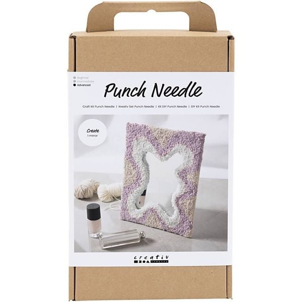 Produktbild: Creativ Company DIY Sets Sticken & Nadelstanzen Kreativ Set Punch Needle, Pastellfarben, Spiegel, Kreativ Box