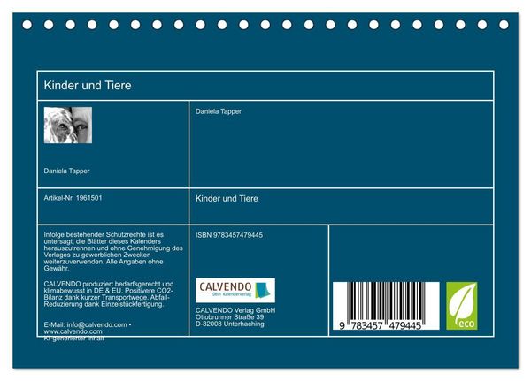 Produktbild: Kinder und Tiere (Tischkalender 2026 DIN A5 quer), CALVENDO Monatskalender