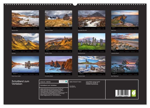 Produktbild: Schottland zum Verlieben (hochwertiger Premium Wandkalender 2026 DIN A2 quer), Kunstdruck in Hochglanz