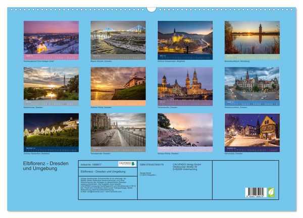 Produktbild: Elbflorenz - Dresden und Umgebung (Wandkalender 2026 DIN A2 quer), CALVENDO Monatskalender