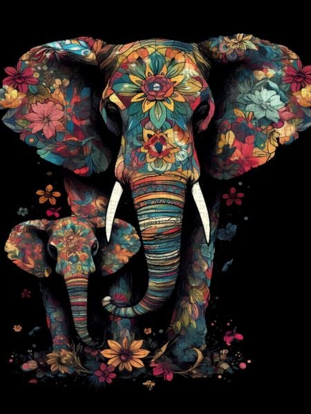 Produktbild: CALVENDO Puzzle Elefanten | 1000 Teile Lege-Gr&ouml;&szlig;e 64x48cm Foto-Puzzle f&uuml;r gl&uuml;ckliche Stunden