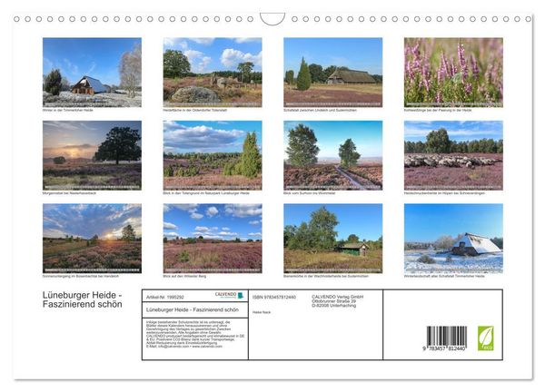 Produktbild: L&uuml;neburger Heide - Faszinierend sch&ouml;n (Wandkalender 2026 DIN A3 quer), CALVENDO Monatskalender