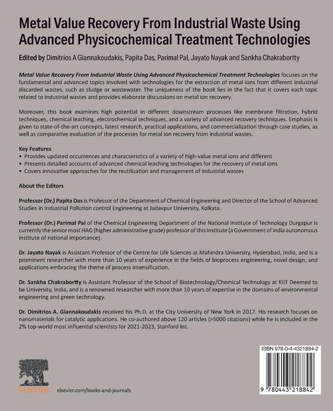 Produktbild: Metal Value Recovery from Industrial Waste Using Advanced Physicochemical Treatment Technologies