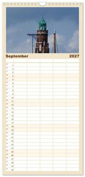 Produktbild: Familienplaner 2027 - An der Nordsee mit 5 Spalten (Wandkalender, 21 x 45 cm) CALVENDO