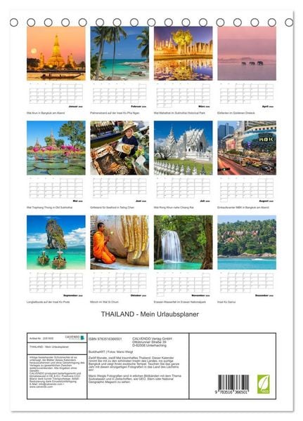 Produktbild: THAILAND - Mein Urlaubsplaner (Tischkalender 2026 DIN A5 hoch), CALVENDO Monatskalender