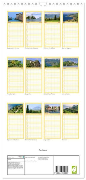 Produktbild: Familienplaner 2026 - Gardasee mit 5 Spalten (Wandkalender, 21 x 45 cm) CALVENDO
