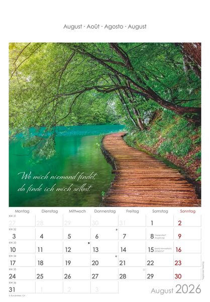 Auszeit für die Seele 2026 - Bildkalender 23,7x34 cm - Kalender mit Platz für Notizen - mit vielen Zusatzinformationen - Wandkalender - Alpha Edition