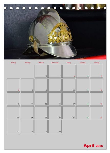 Produktbild: Alte Feuerwehrhelme - Terminplaner (Tischkalender 2026 DIN A5 hoch), CALVENDO Monatskalender