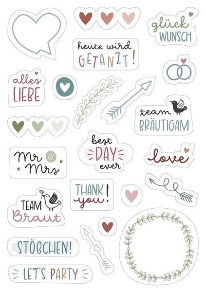 Produktbild: Brunnen Sticker-Set Hochzeit