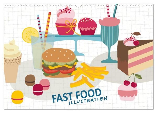 Produktbild: Fast Food Illustration (Wandkalender 2026 DIN A3 quer), CALVENDO Monatskalender