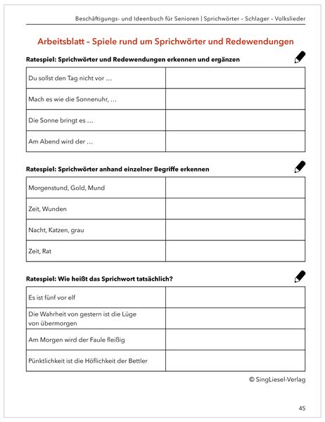Produktbild: Das gro&szlig;e Besch&auml;ftigungsbuch f&uuml;r Senioren. Auch mit Demenz. Sprichw&ouml;rter - Schlager - Volkslieder. Die besten Besch&auml;ftigungen und Ideen f&uuml;r Senioren. Mit Kopiervorlagen