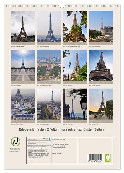 Produktbild: Erlebe mit mir den Eiffelturm von seinen sch&ouml;nsten Seiten (Wandkalender 2026 DIN A3 hoch), CALVENDO Monatskalender