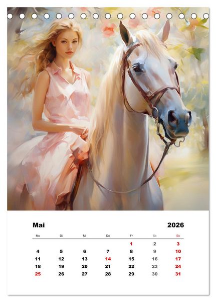 Produktbild: Hoch zu Ross. Mit Reiter-Aquarellen durch die Jahreszeiten (Tischkalender 2026 DIN A5 hoch), CALVENDO Monatskalender