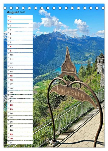 Produktbild: Schweizer Ansichten - Berge, Fl&uuml;sse und Seen in der Schweiz (Tischkalender 2026 DIN A5 hoch), CALVENDO Monatskalender