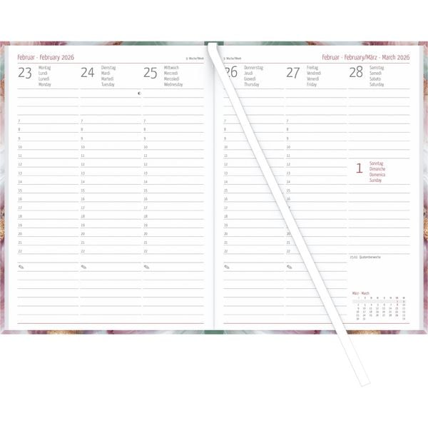 Produktbild: Campustimer Blue Marble - A5 Semester-Planer - Studenten-Kalender 2025/2026 - Notiz-Buch - Marmor - Weekly - Alpha Edition