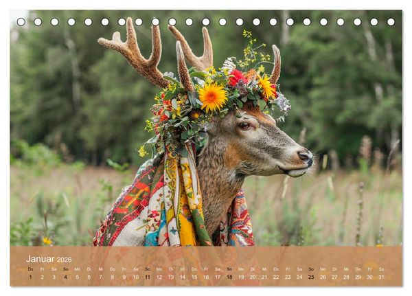 Produktbild: Waldtiere mit Stil. Tierische Trendsetter in der Natur (Tischkalender 2026 DIN A5 quer), CALVENDO Monatskalender