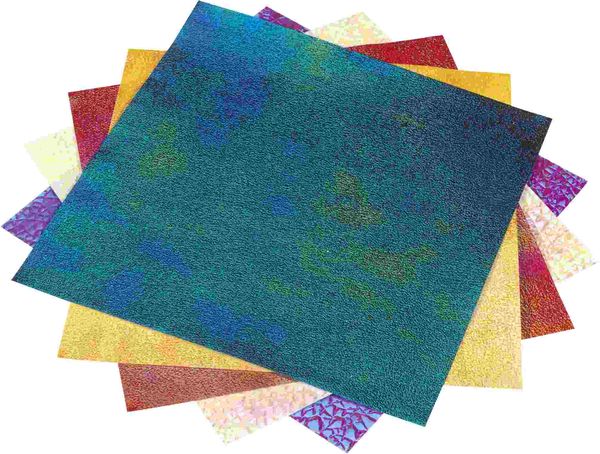 Produktbild: Folia Irisierendes Papier 75g/m&sup2;, 14x14cm, 50 Blatt, 2 Pr&auml;gungen farbig sortiert