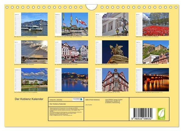 Produktbild: Der Koblenz Kalender (Wandkalender 2026 DIN A4 quer), CALVENDO Monatskalender