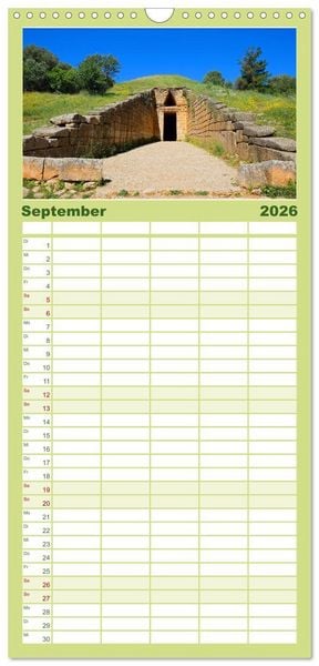 Produktbild: Familienplaner 2026 - Wundersch&ouml;ne Highlights der griechischen Antike mit 5 Spalten (Wandkalender, 21 x 45 cm) CALVENDO