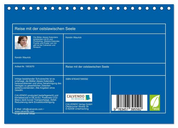 Produktbild: Reise mit der ostslawischen Seele (Tischkalender 2026 DIN A5 quer), CALVENDO Monatskalender