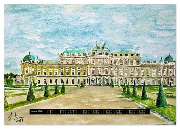 Produktbild: Wien in stillen Aquarellen (Tischkalender 2026 DIN A5 quer), CALVENDO Monatskalender