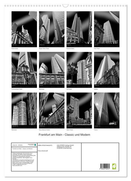 Produktbild: Frankfurt am Main - Classic und Modern (Wandkalender 2026 DIN A2 hoch), CALVENDO Monatskalender