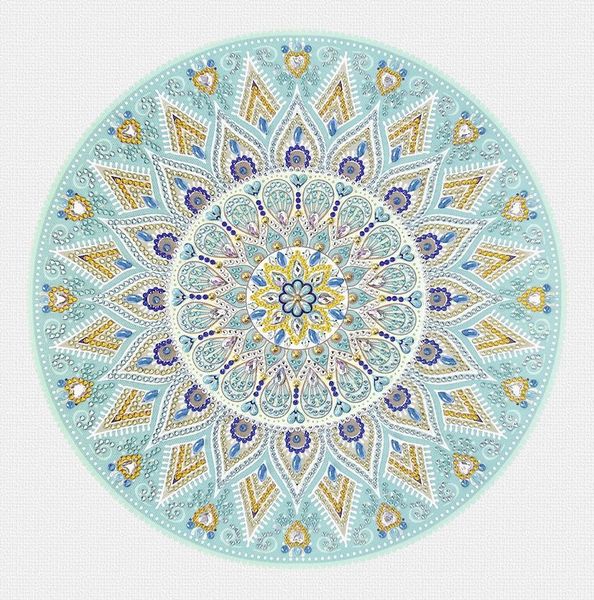 Ursus Diamond Painting Mandala Set 9 – Kit Créatif 30×30 Cm, Pierres Rouges Jaunes Bleues, Toile Adhésive & Accessoires