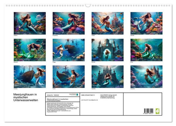Produktbild: Meerjungfrauen in mystischen Unterwasserwelten (Wandkalender 2026 DIN A2 quer), CALVENDO Monatskalender