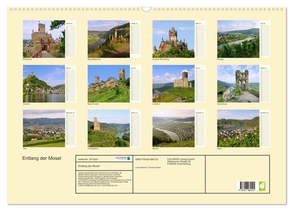 Produktbild: Entlang der Mosel (Wandkalender 2026 DIN A2 quer), CALVENDO Monatskalender