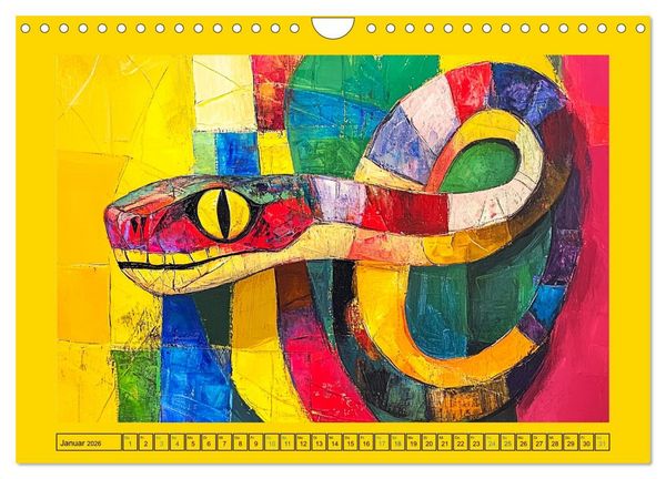 Produktbild: Abstrakte Eleganz. K&uuml;nstlerische Tiermotive in sch&ouml;nen Farben (Wandkalender 2026 DIN A4 quer), CALVENDO Monatskalender