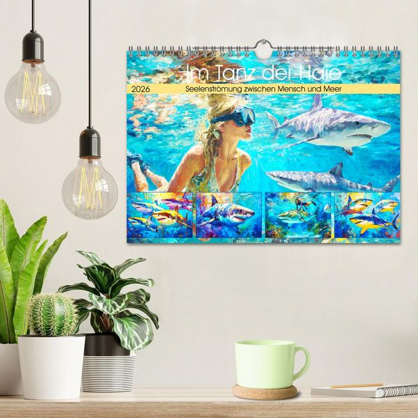 Produktbild: Im Tanz der Haie. Seelenstr&ouml;mung zwischen Mensch und Meer (Wandkalender 2026 DIN A4 quer), CALVENDO Monatskalender
