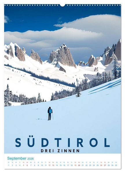 Produktbild: S&uuml;dtirol - Old School Poster Style (hochwertiger Premium Wandkalender 2026 DIN A2 hoch), Kunstdruck in Hochglanz