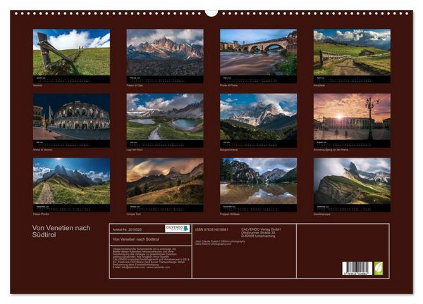 Produktbild: Von Venetien nach S&uuml;dtirol (Wandkalender 2026 DIN A2 quer), CALVENDO Monatskalender