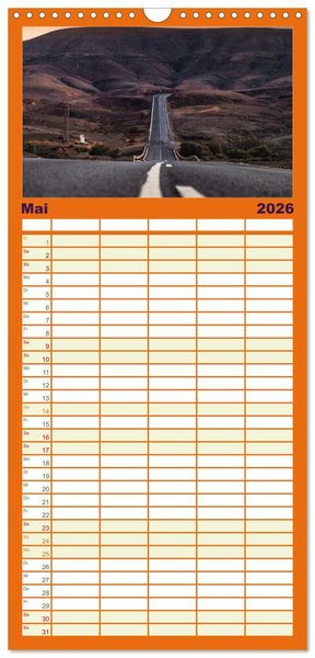 Produktbild: Familienplaner 2026 - Fuerteventura - Reise &uuml;ber die Vulkaninsel mit 5 Spalten (Wandkalender, 21 x 45 cm) CALVENDO