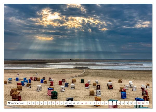 Produktbild: Strandk&ouml;rbe &ndash; Licht. Stille. Nordsee Borkum 2026 (Wandkalender 2026 DIN A2 quer), CALVENDO Monatskalender