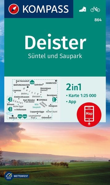 KOMPASS Wanderkarte 864 Deister, Süntel und Saupark 1:25.000, Sonstige von , Kompass-Karten, 9783991215844