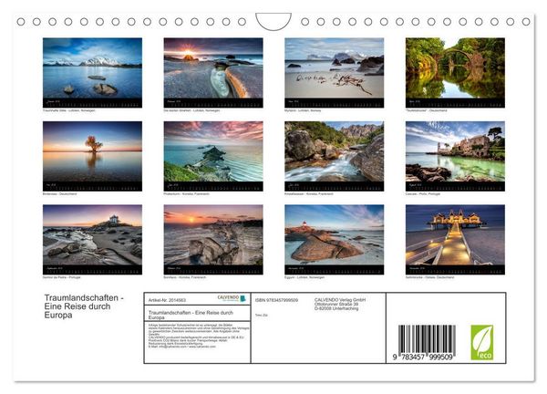 Produktbild: Traumlandschaften - Eine Reise durch Europa (Wandkalender 2026 DIN A4 quer), CALVENDO Monatskalender