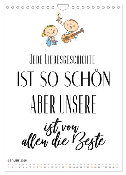 Produktbild: Liebesspr&uuml;che (Wandkalender 2026 DIN A4 hoch), CALVENDO Monatskalender