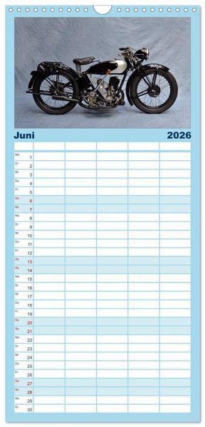 Produktbild: Familienplaner 2026 - Deutsche Motorrad Oldtimer mit 5 Spalten (Wandkalender, 21 x 45 cm) CALVENDO