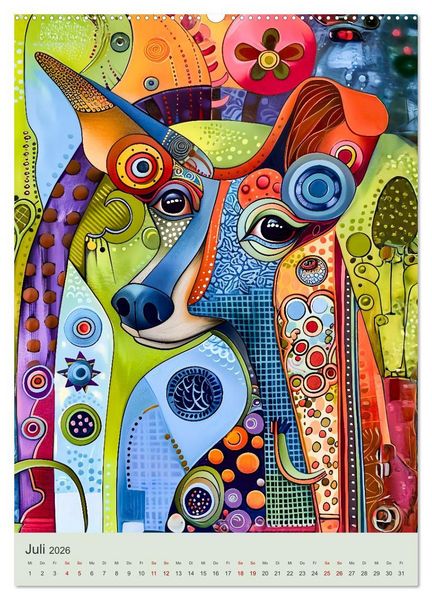 Produktbild: Pop-Art Hunde - Moderne, verr&uuml;ckte Hundeportr&auml;ts (Wandkalender 2026 DIN A2 hoch), CALVENDO Monatskalender