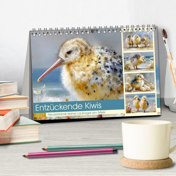 Produktbild: Entz&uuml;ckende Kiwis. Neuseelands kleiner Laufvogel am Meer (Tischkalender 2027 DIN A5 quer), CALVENDO Monatskalender